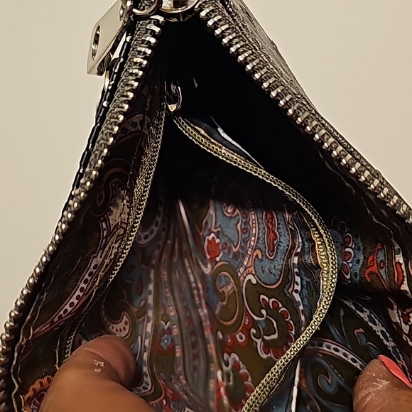 Big Buddha Wristlet Ostrich print, Black and Gray - Picture 3 of 9